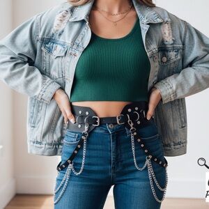 Eigso Punk Belts O-Rings Chains Goth Rock Steampunk Style Garters Strap for